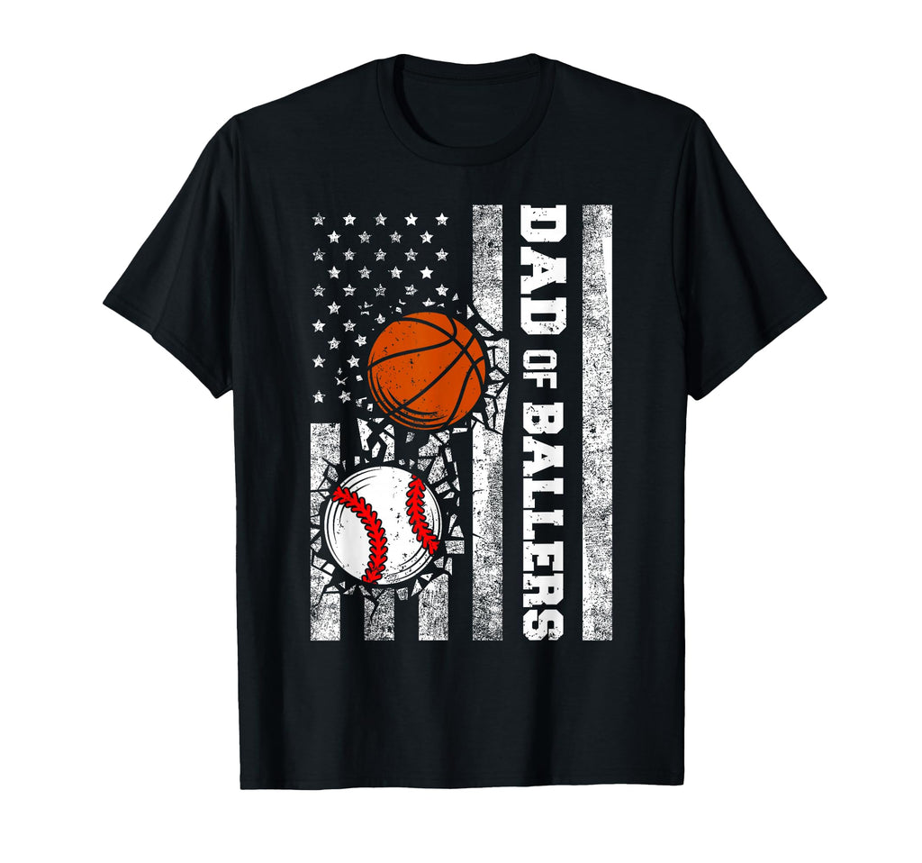 Dad Ballers Funny Usa Flag Baseball T-Shirt - Novelty Apparel for Adults - T-Shirt, Sweatshirt, Hoodie