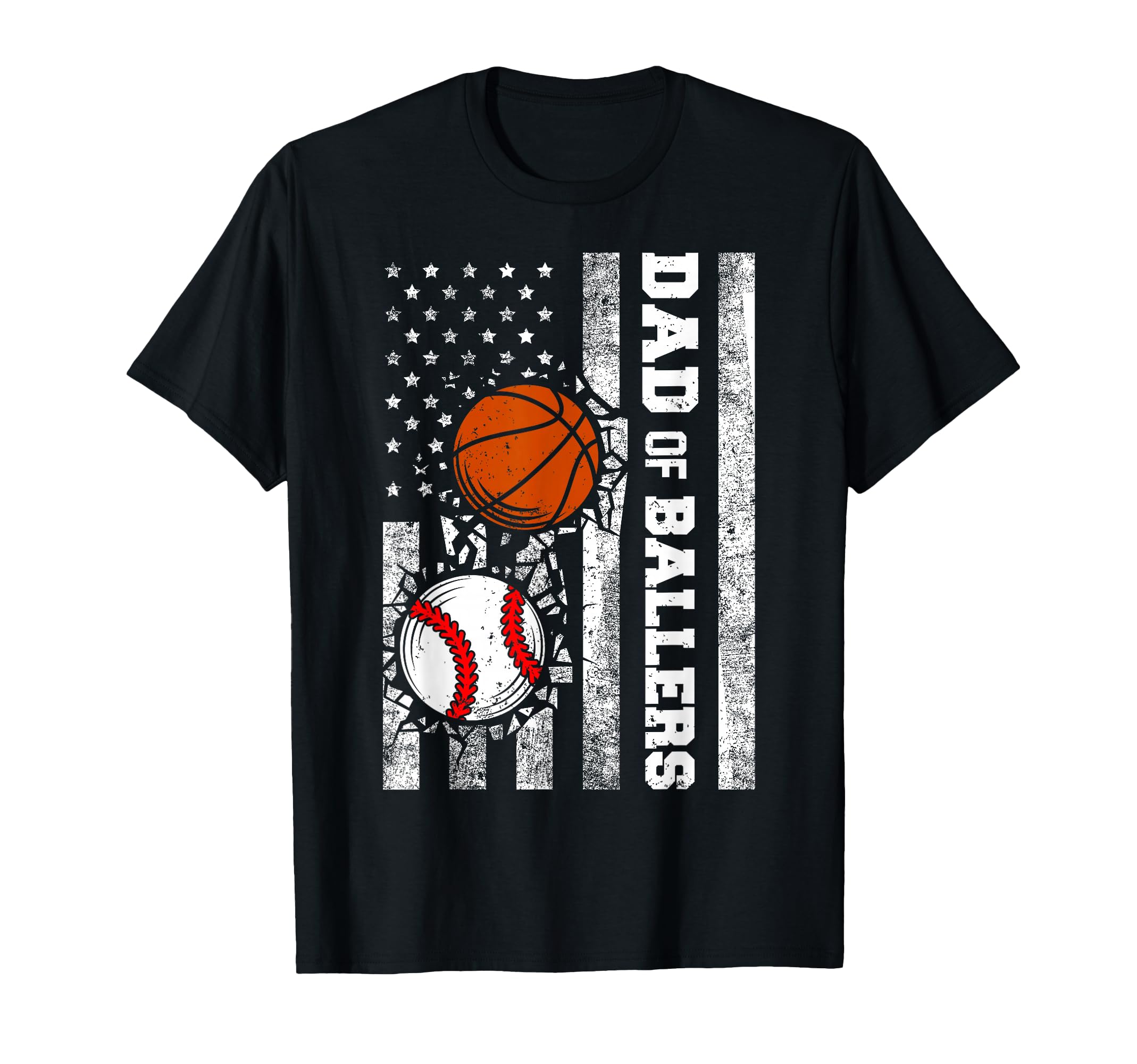 Dad Ballers Funny Usa Flag Baseball T-Shirt - Novelty Apparel for Adults - T-Shirt, Sweatshirt, Hoodie
