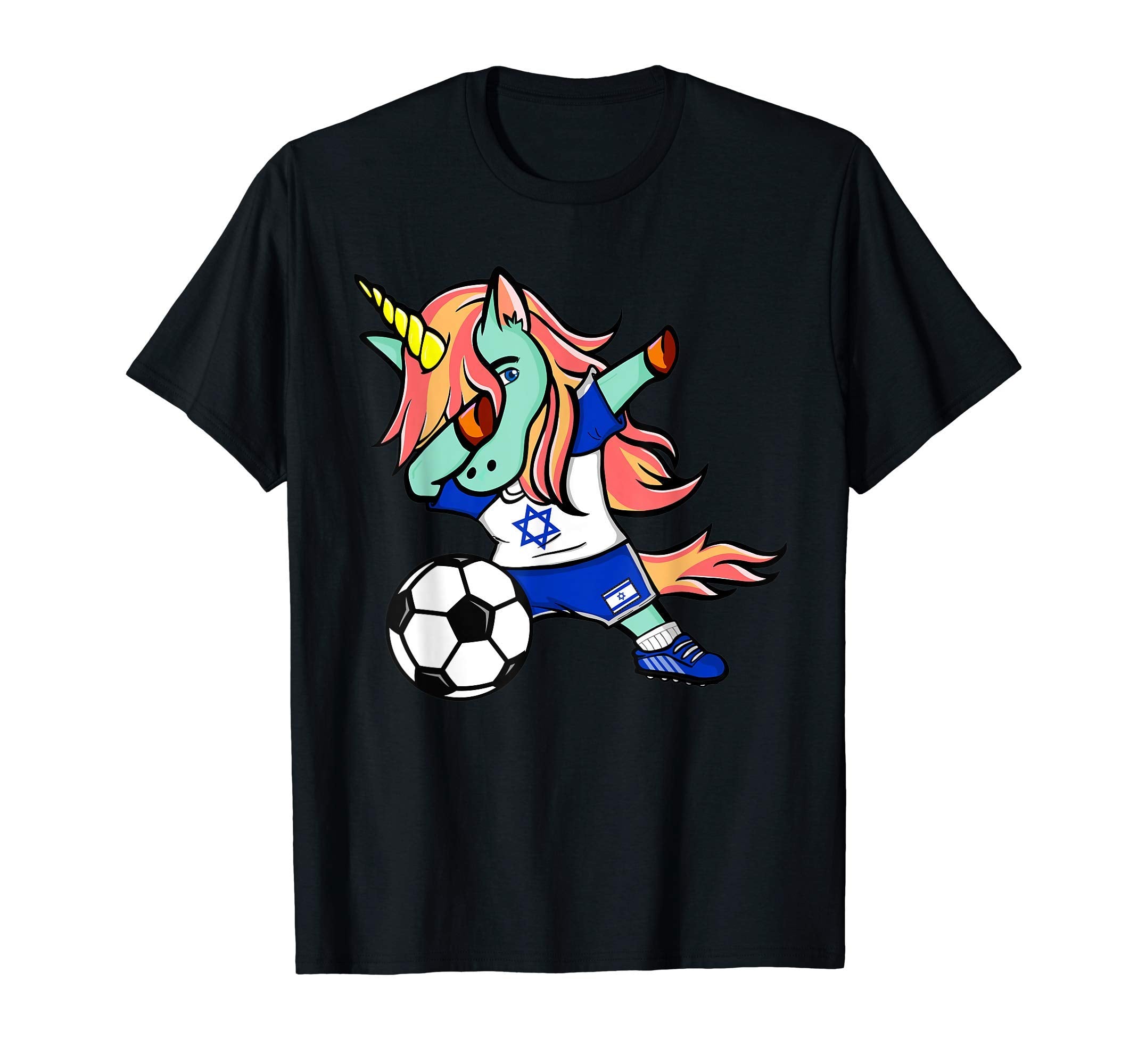 Funny Dabbing Unicorn Israel Football T-Shirt - Custom Art Print Men Women - T-Shirt, Sweatshirt, Hoodie