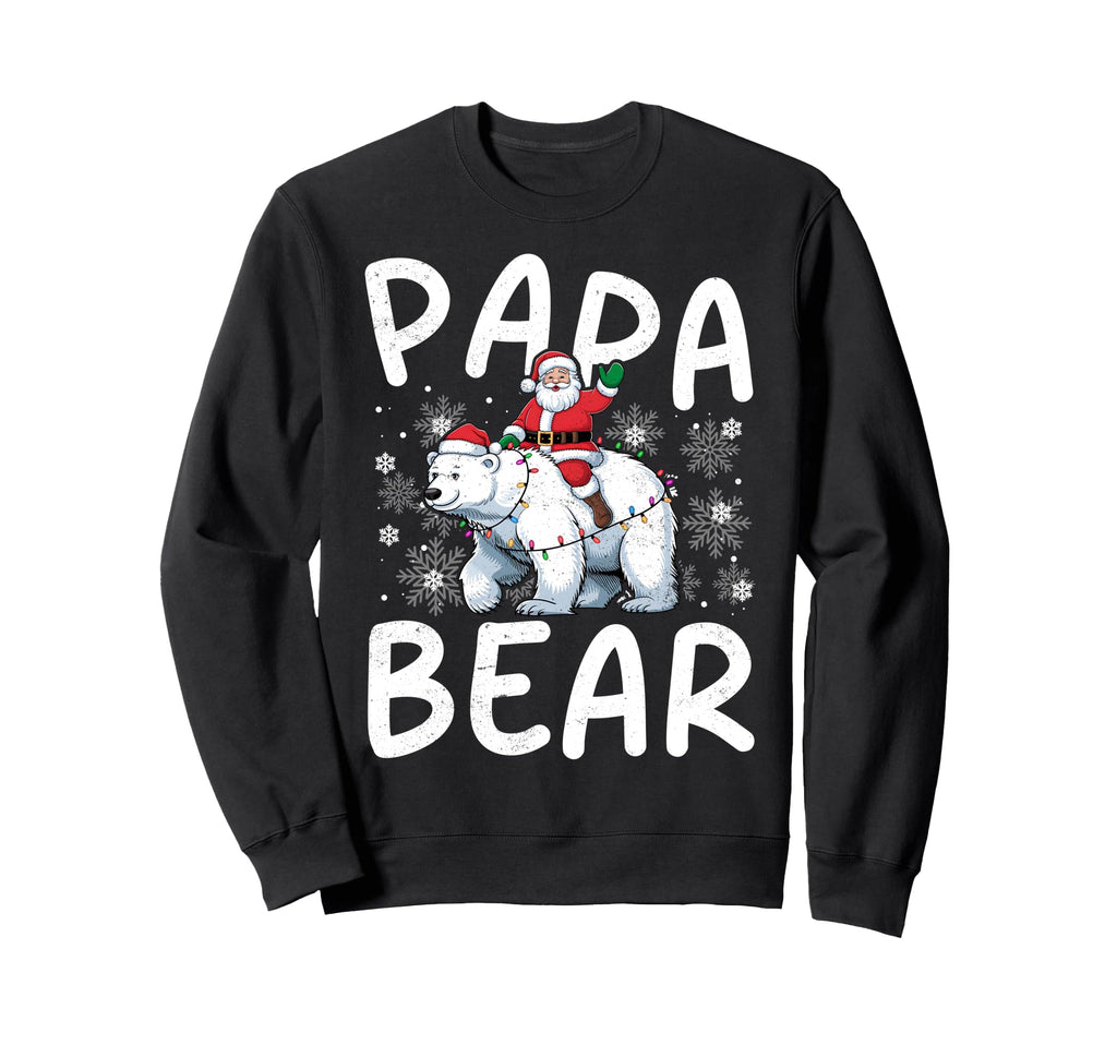 Funny Papa Bear Lights Santa Hat Sweatshirt - Graphic Print Unisex - T-Shirt, Sweatshirt, Hoodie