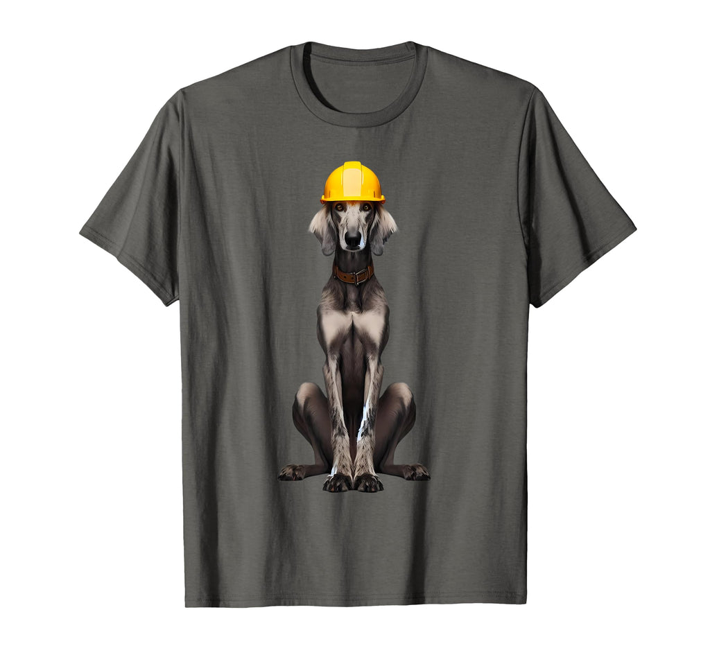 Sloughi Dog Yellow Hard Hat Helmet T-Shirt - Minimalist Print for Adults - T-Shirt, Sweatshirt, Hoodie