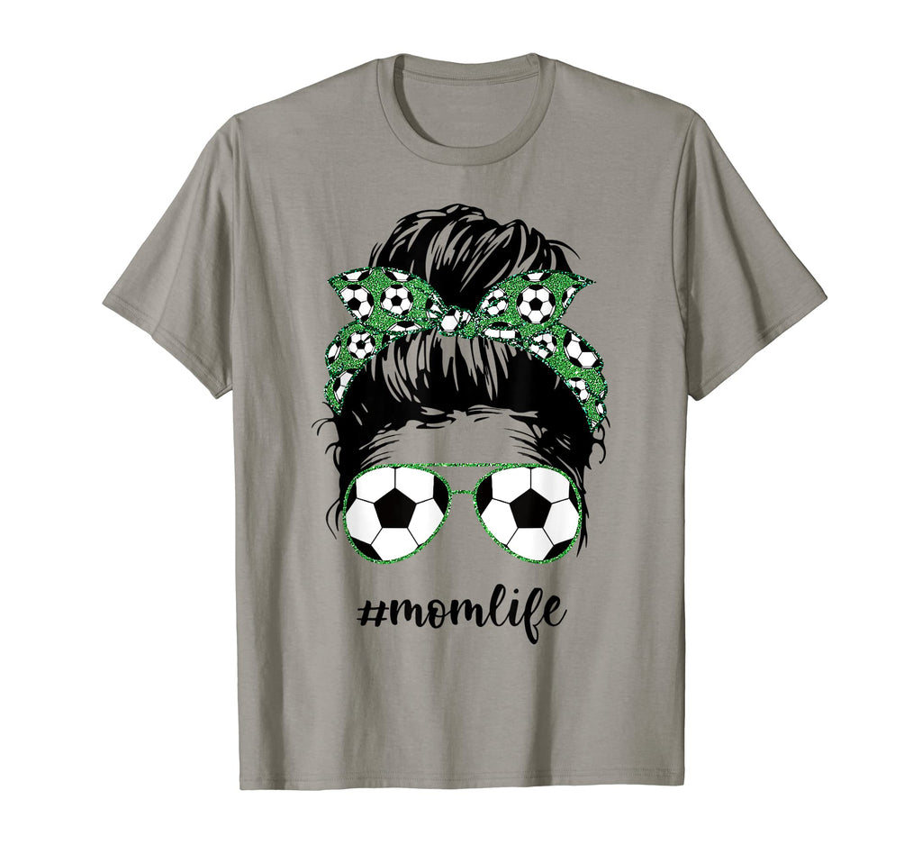 Mom Life Soccer Mom Messy Bun Funny T-Shirt - Graphic Print for Adults - T-Shirt, Sweatshirt, Hoodie