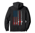 American Flag Fishing Rod Fishing Hoodie - Casual Everyday Wear Men Women - T-Shirt, Sweatshirt, Hoodie