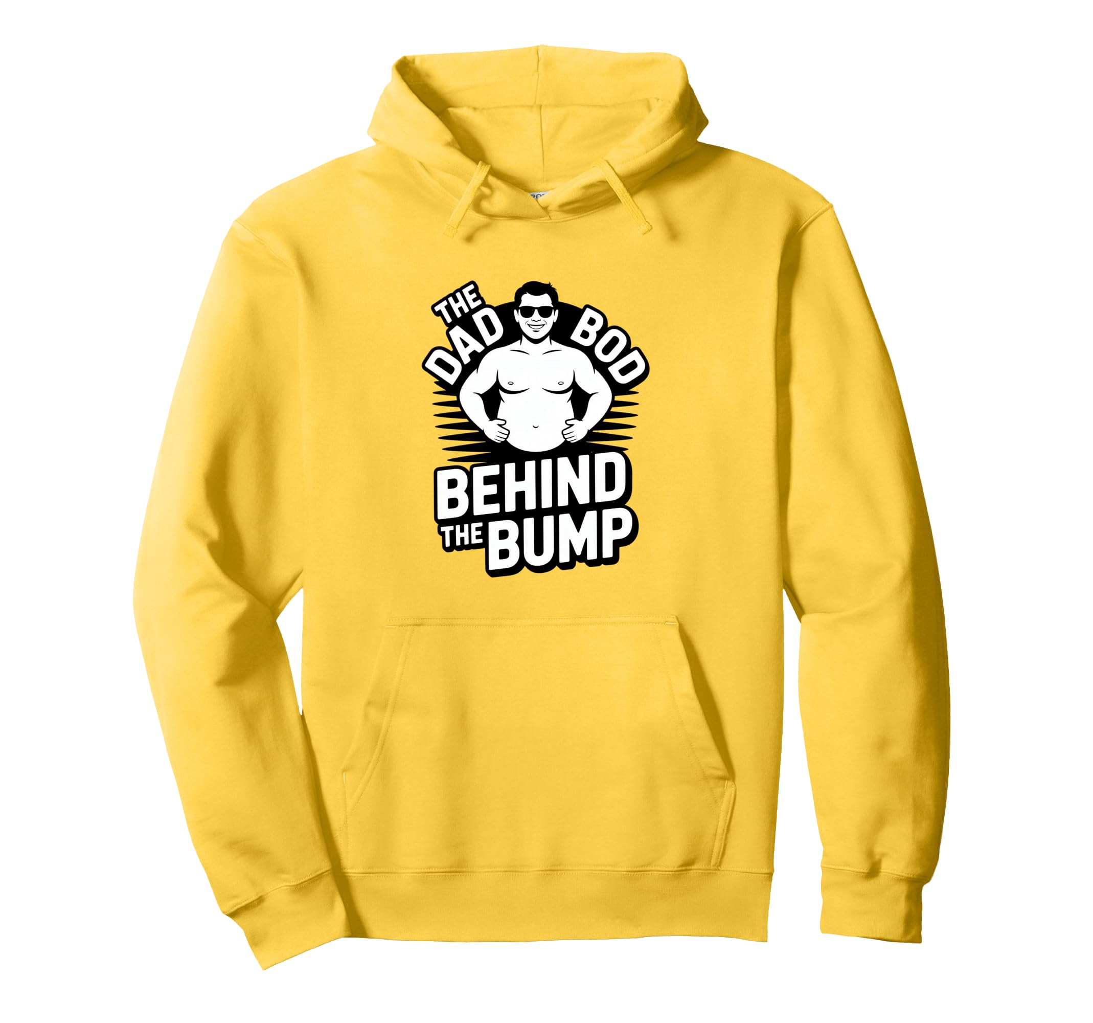 Funny Dad Bod Behind Bump Pregnancy Hoodie - Aesthetic Graphic Men Women - T-Shirt, Sweatshirt, Hoodie