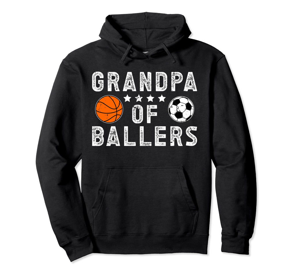 Grandpa Ballers Proud Soccer Basketball Hoodie - Graphic Print Unisex - T-Shirt, Sweatshirt, Hoodie