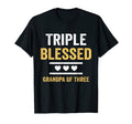 Triple Blessed Grandpa Three T-Shirt - Minimalist Print for Adults - T-Shirt, Sweatshirt, Hoodie