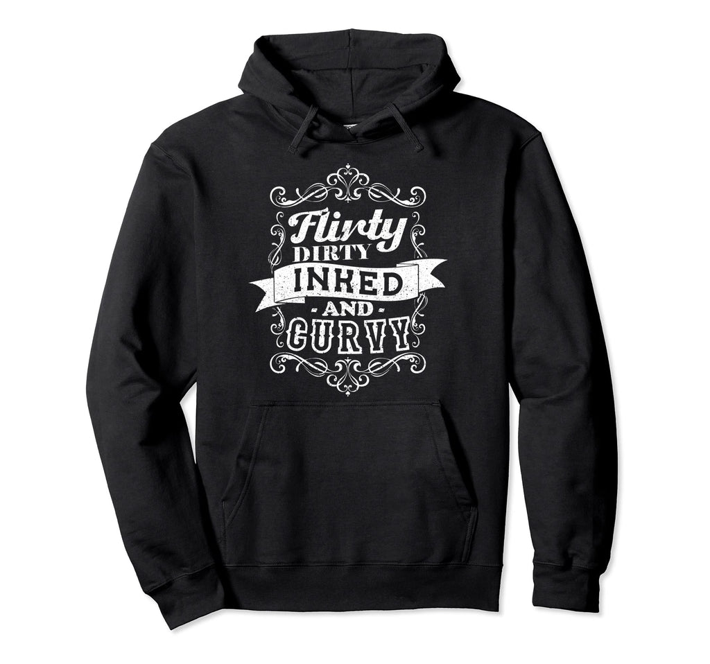 Flirty Dirty Inked And Curvy Bearded Hoodie - Minimalist Print for Adults - T-Shirt, Sweatshirt, Hoodie