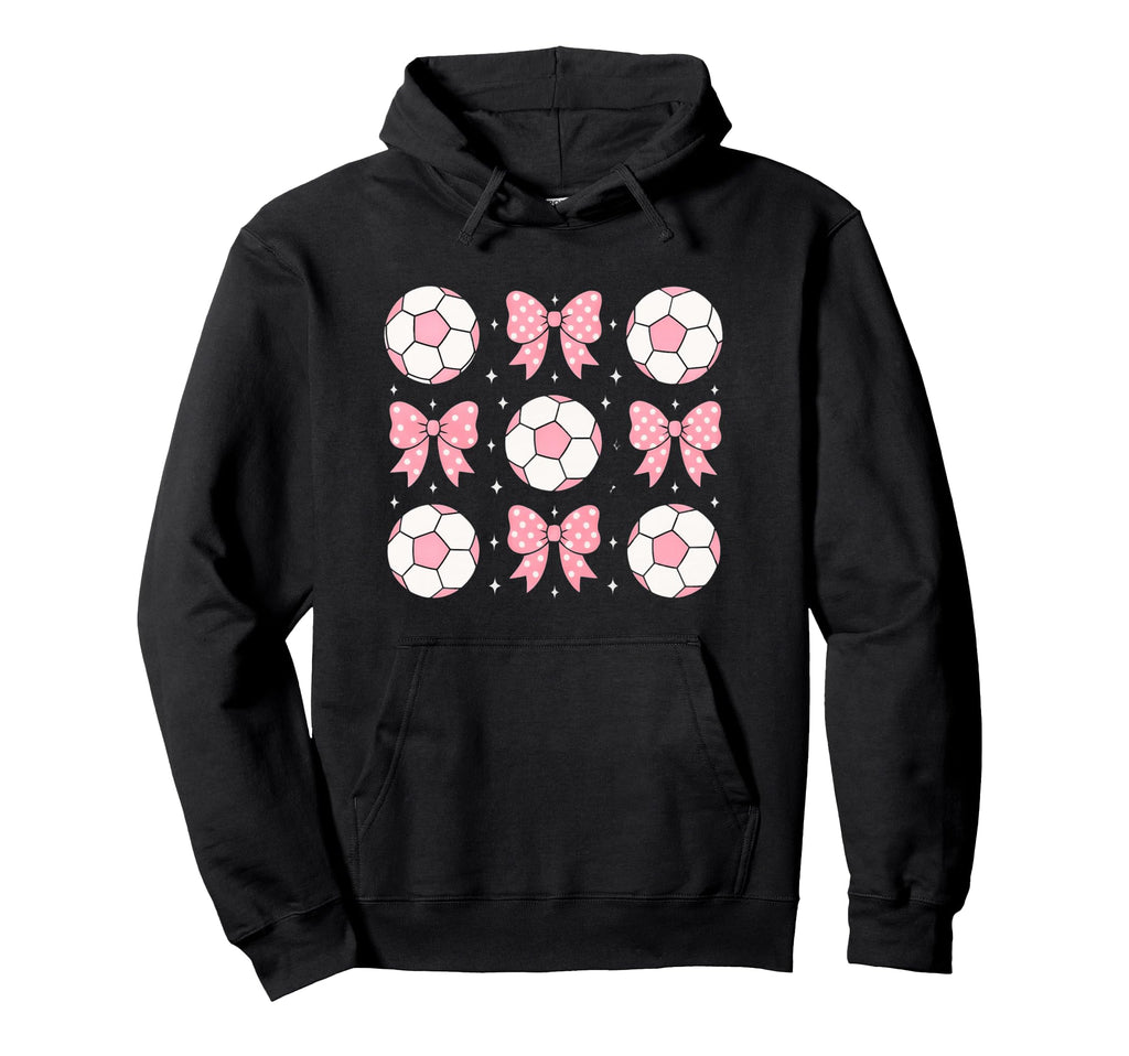 Soccer Coquette Bow Soccer Mom Sister Girly Hoodie - Unique Graphic Unisex - T-Shirt, Sweatshirt, Hoodie