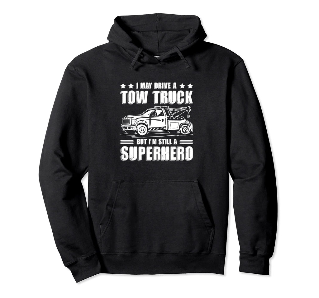 Tow Truck Driver Dad Trucker Superhero Hoodie - Aesthetic Graphic Men Women - T-Shirt, Sweatshirt, Hoodie
