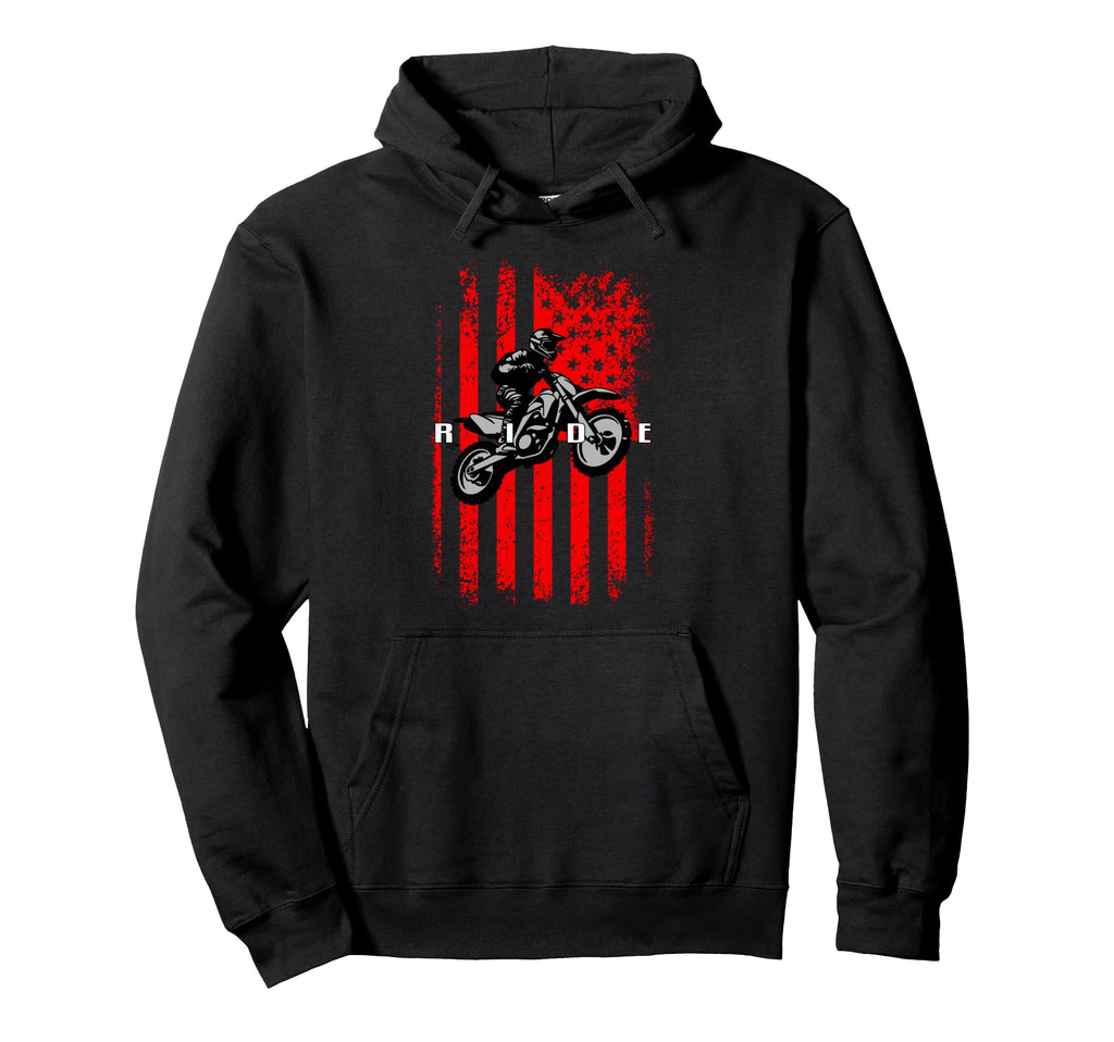 Dirt Bike Flag Motif Motocross Hoodie - Minimalist Print Men Women - T-Shirt, Sweatshirt, Hoodie