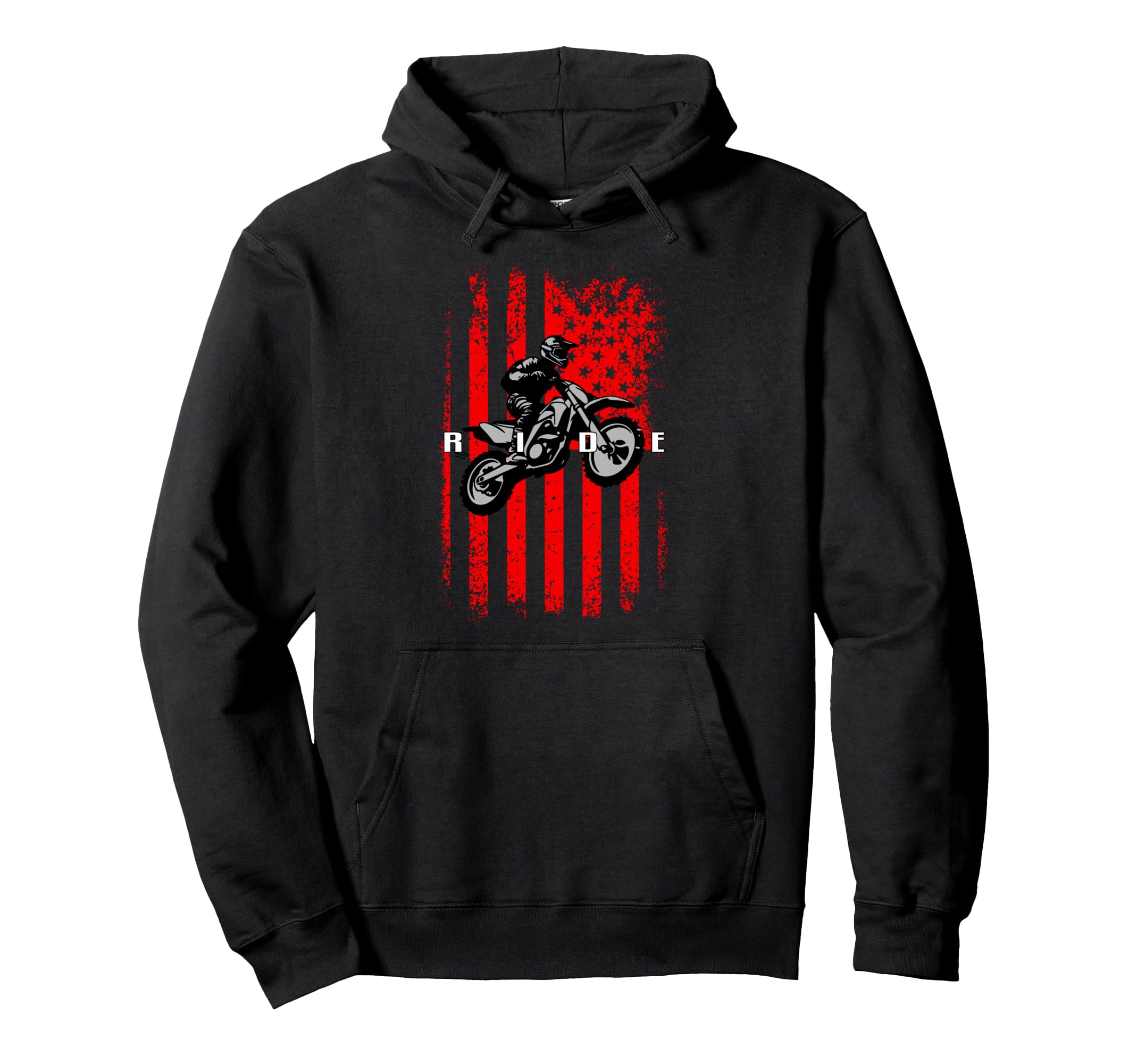 Dirt Bike Flag Motif Motocross Hoodie - Minimalist Print Men Women - T-Shirt, Sweatshirt, Hoodie