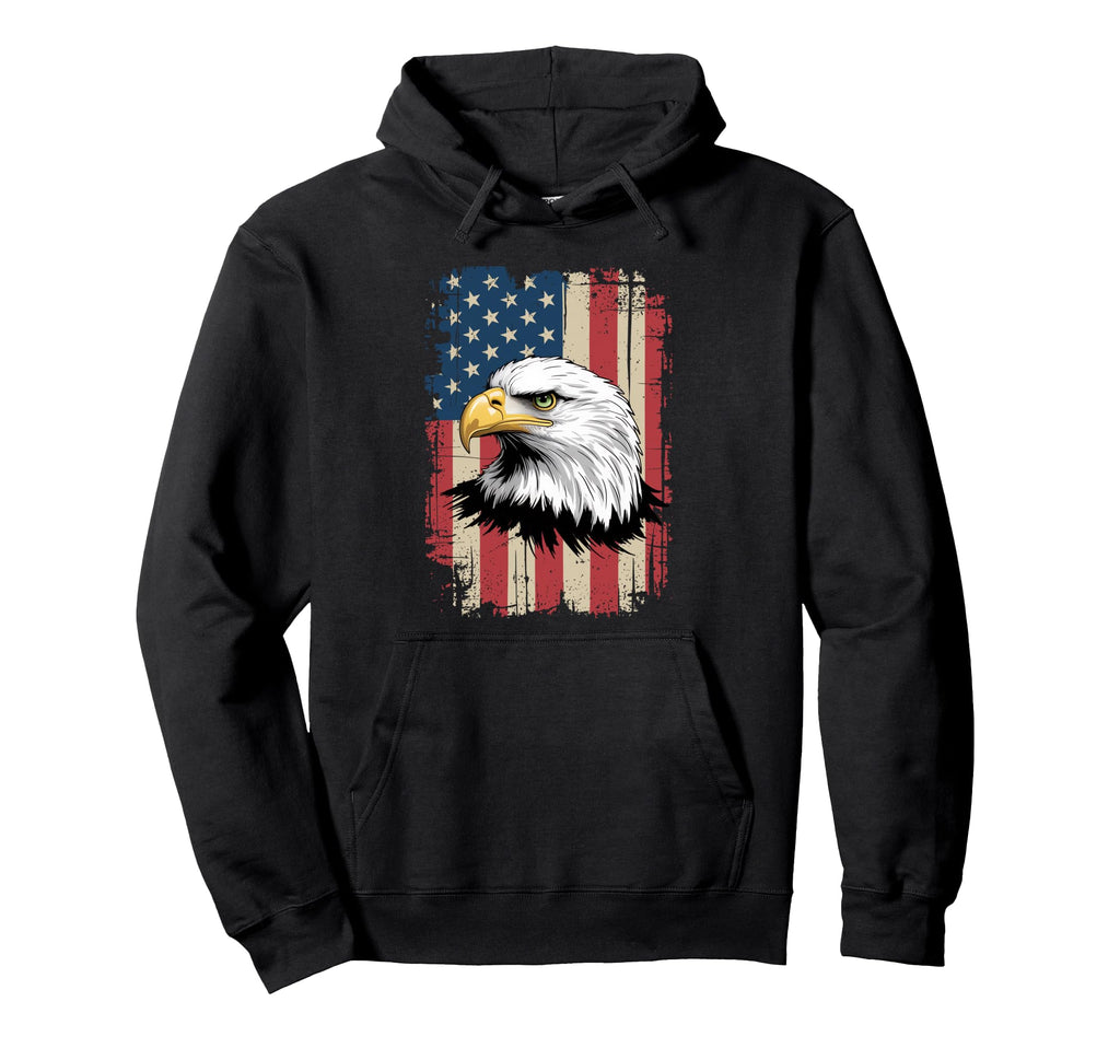 American Flag Bald Eagle Patriotic 4Th Hoodie - Minimalist Print Unisex - T-Shirt, Sweatshirt, Hoodie