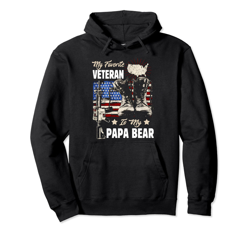 Veteran Papa Bear Dad Usa Flag 4Th July Hoodie - Novelty Apparel Unisex - T-Shirt, Sweatshirt, Hoodie