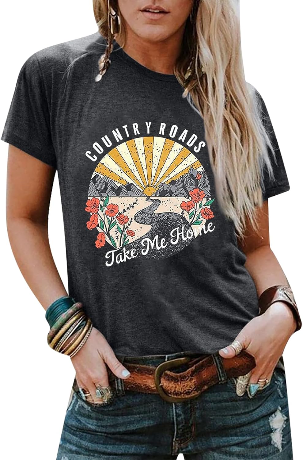 Country Music for Women Roads Take Me Home Vintage - Adult & Kids T-Shirts, Sweatshirts & Hoodies apparel design preview 1