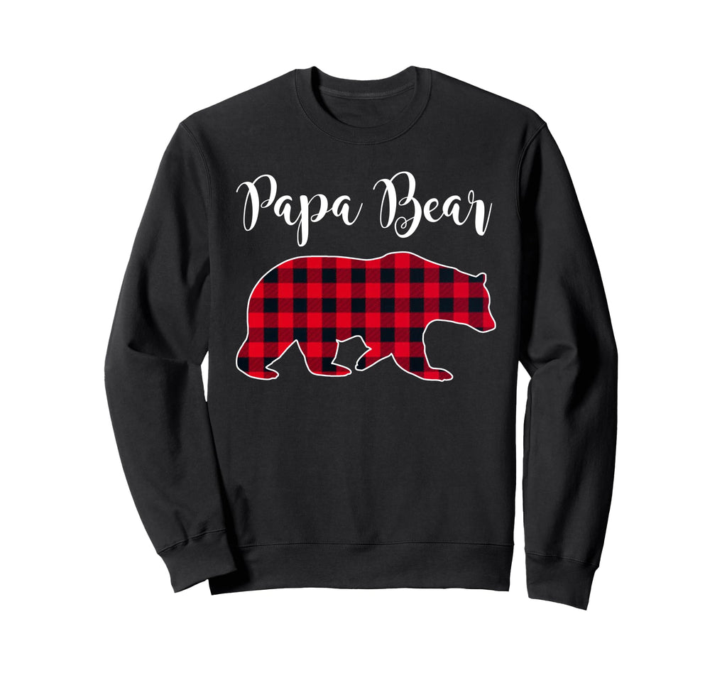 Papa Bear Black Red Buffalo Check Sweatshirt - Casual Everyday Wear Unisex - T-Shirt, Sweatshirt, Hoodie
