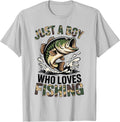 Youth Fishing Camo Bass Fish Just Boy Who Love Funny - Adult & Kids T-Shirts, Sweatshirts & Hoodies apparel design preview 1