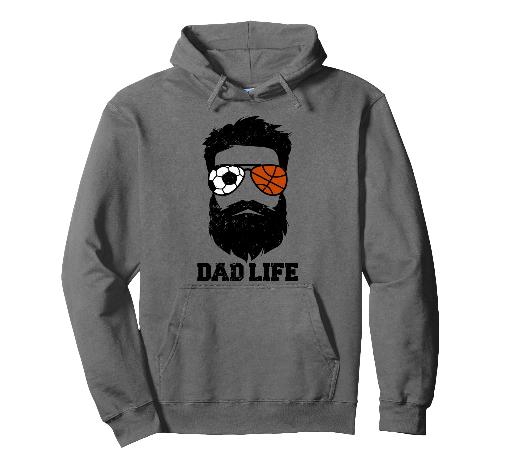 Soccer Basketball Dad Messy Hair Beard Hoodie - Graphic Print Unisex - T-Shirt, Sweatshirt, Hoodie