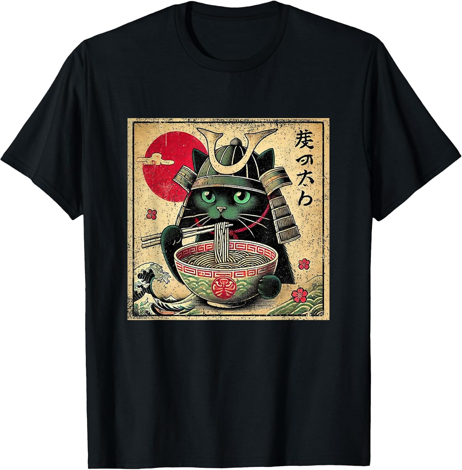 Cat Ramen Japanese Funny Samurai Kawaii Anime Girls - Adult & Kids T-Shirts, Sweatshirts & Hoodies apparel design preview 1