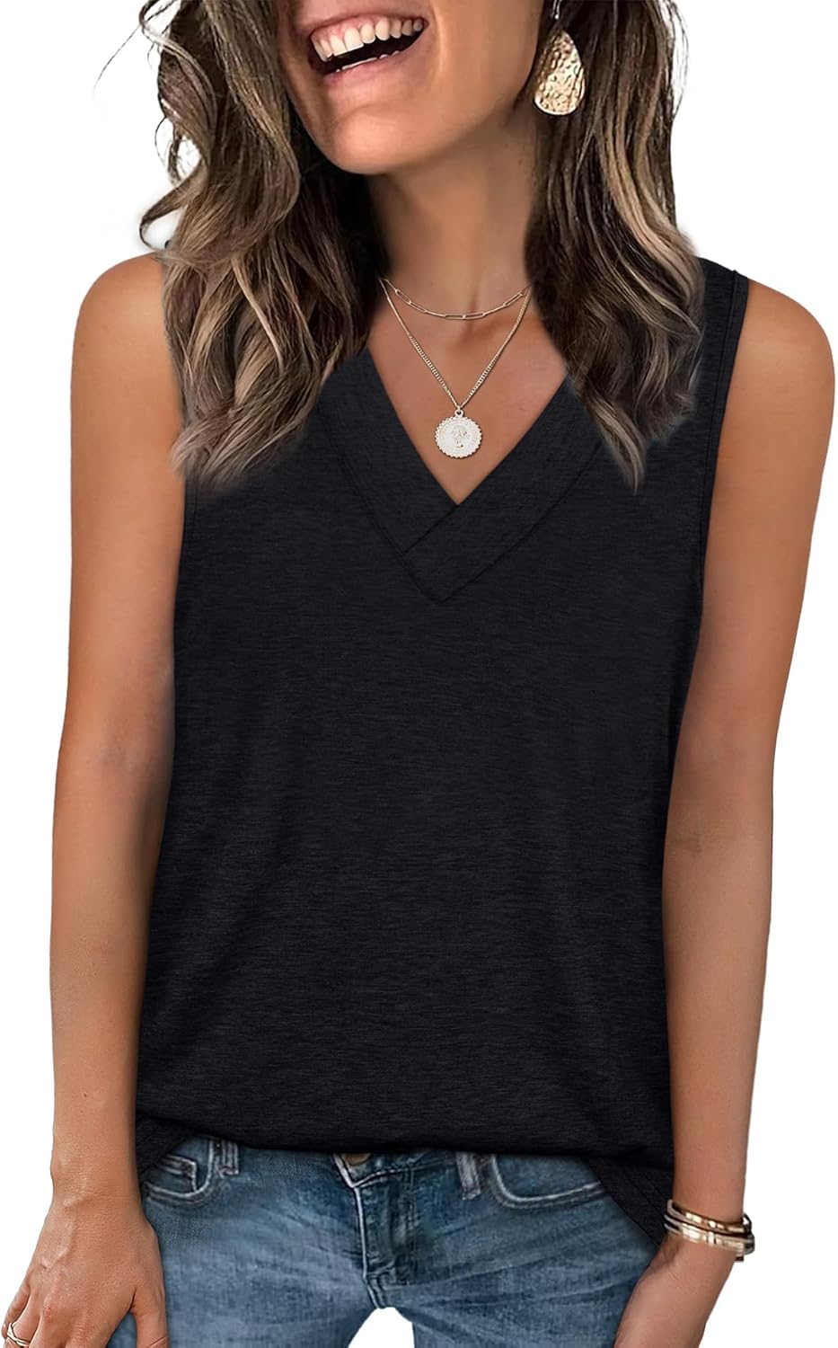 Tank Tops for Women Summer V Neck Trendy Sleeveless - Adult & Kids T-Shirts, Sweatshirts & Hoodies apparel design preview 1