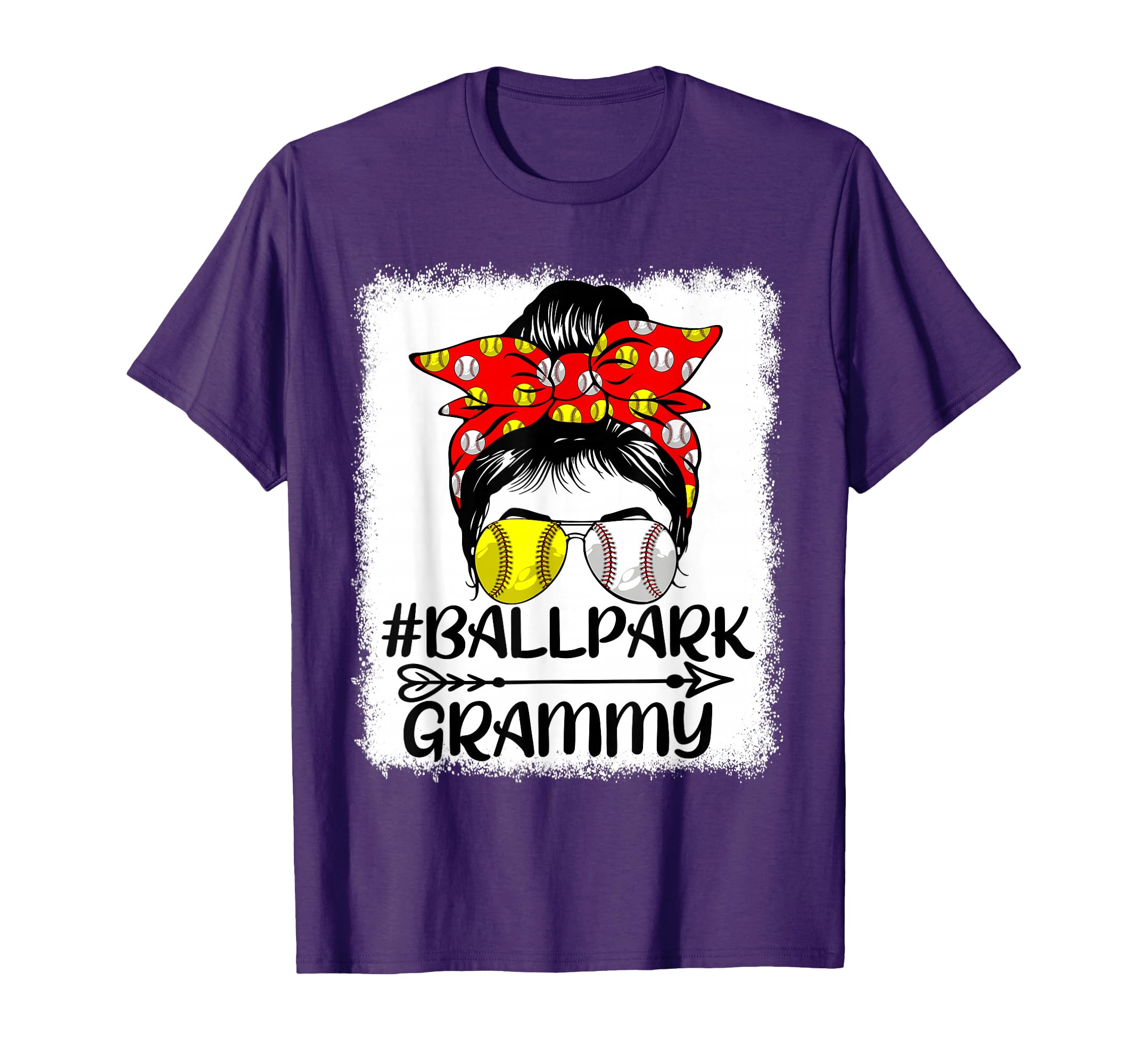 Messy Bun Hair Ballpark Grammy T-Shirt - Minimalist Print for Adults - T-Shirt, Sweatshirt, Hoodie