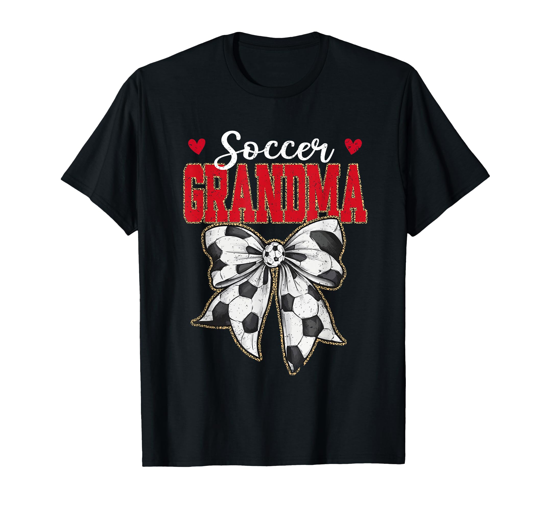 Soccer Grandma Bow Leopard Soccer T-Shirt - Fun Novelty Design for Adults - T-Shirt, Sweatshirt, Hoodie