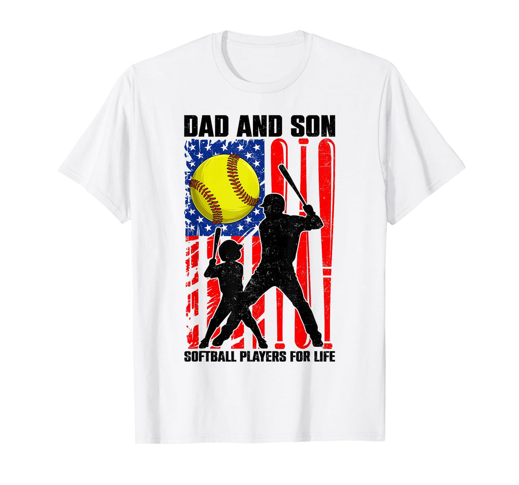 Dad Son Softball Players Life Fathers T-Shirt - Minimalist Print Men Women - T-Shirt, Sweatshirt, Hoodie
