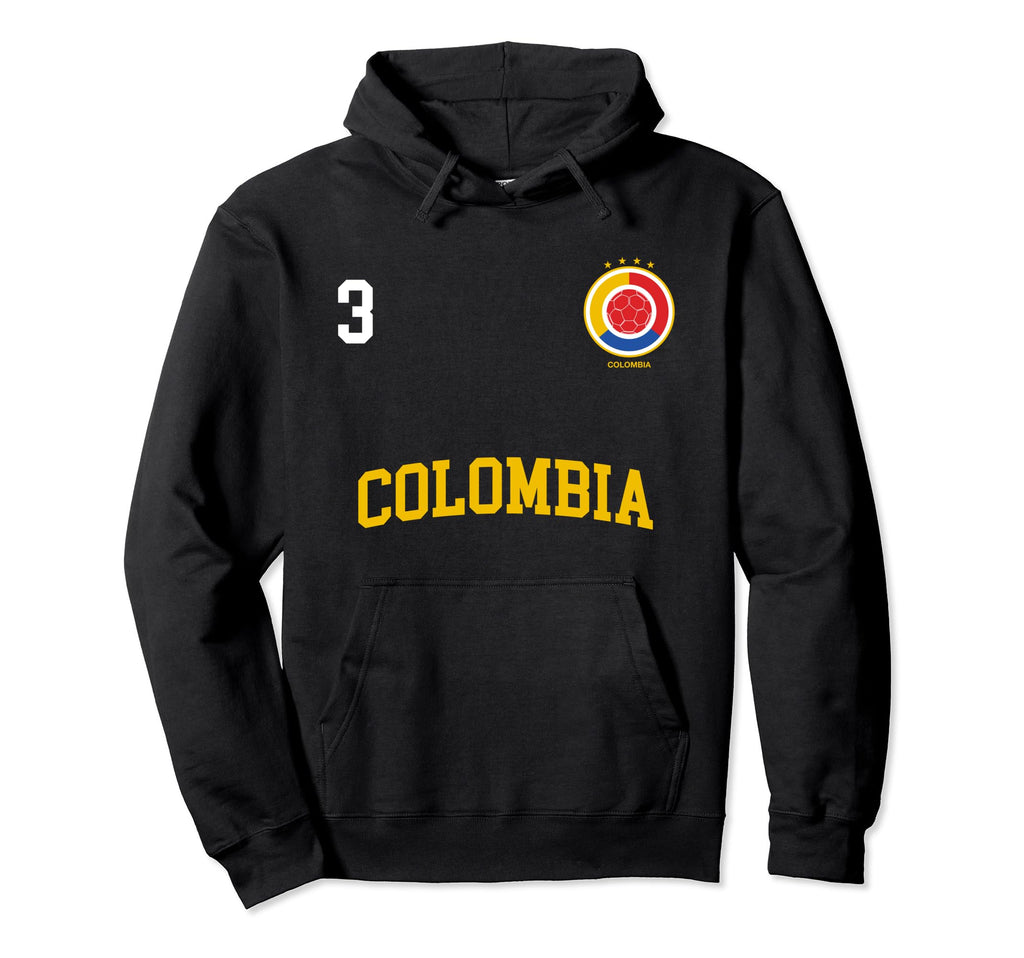 Colombia Soccer No 3 Colombian Flag Hoodie - Streetwear Style Unisex - T-Shirt, Sweatshirt, Hoodie