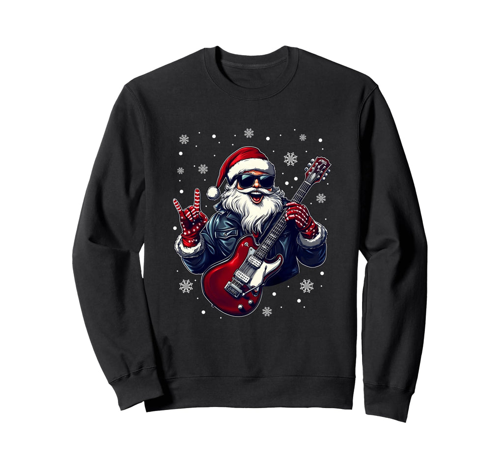 Rock Roll Santa Claus Rock Sweatshirt - Fun Novelty Design for Adults - T-Shirt, Sweatshirt, Hoodie