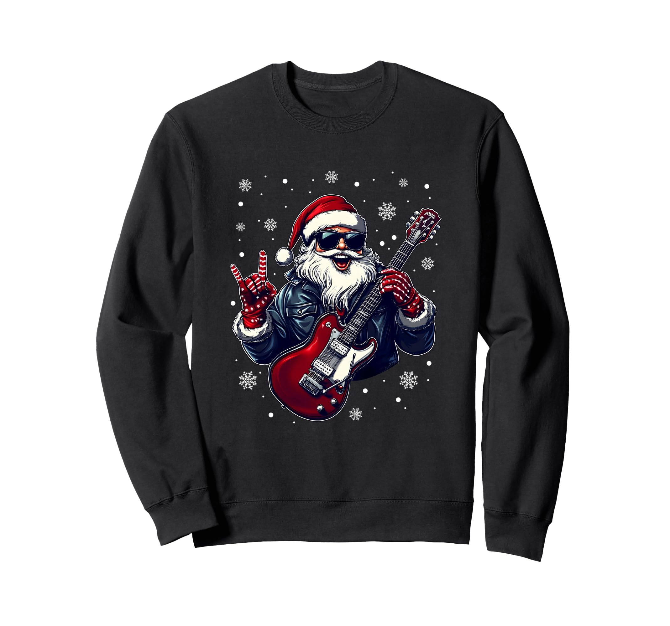 Rock Roll Santa Claus Rock Sweatshirt - Fun Novelty Design for Adults - T-Shirt, Sweatshirt, Hoodie