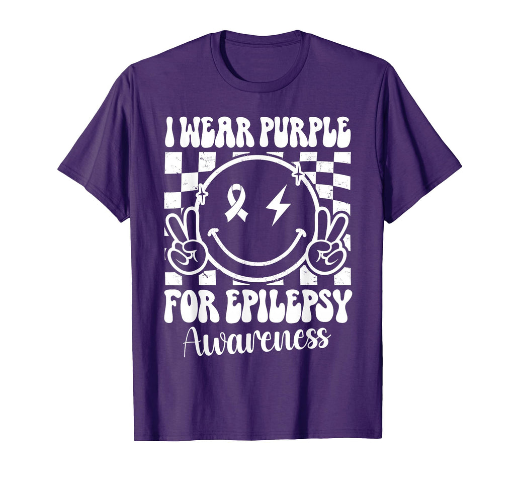 I Wear Purple Epilepsy Awareness Smile T-Shirt - Trendy Graphic Men Women - T-Shirt, Sweatshirt, Hoodie
