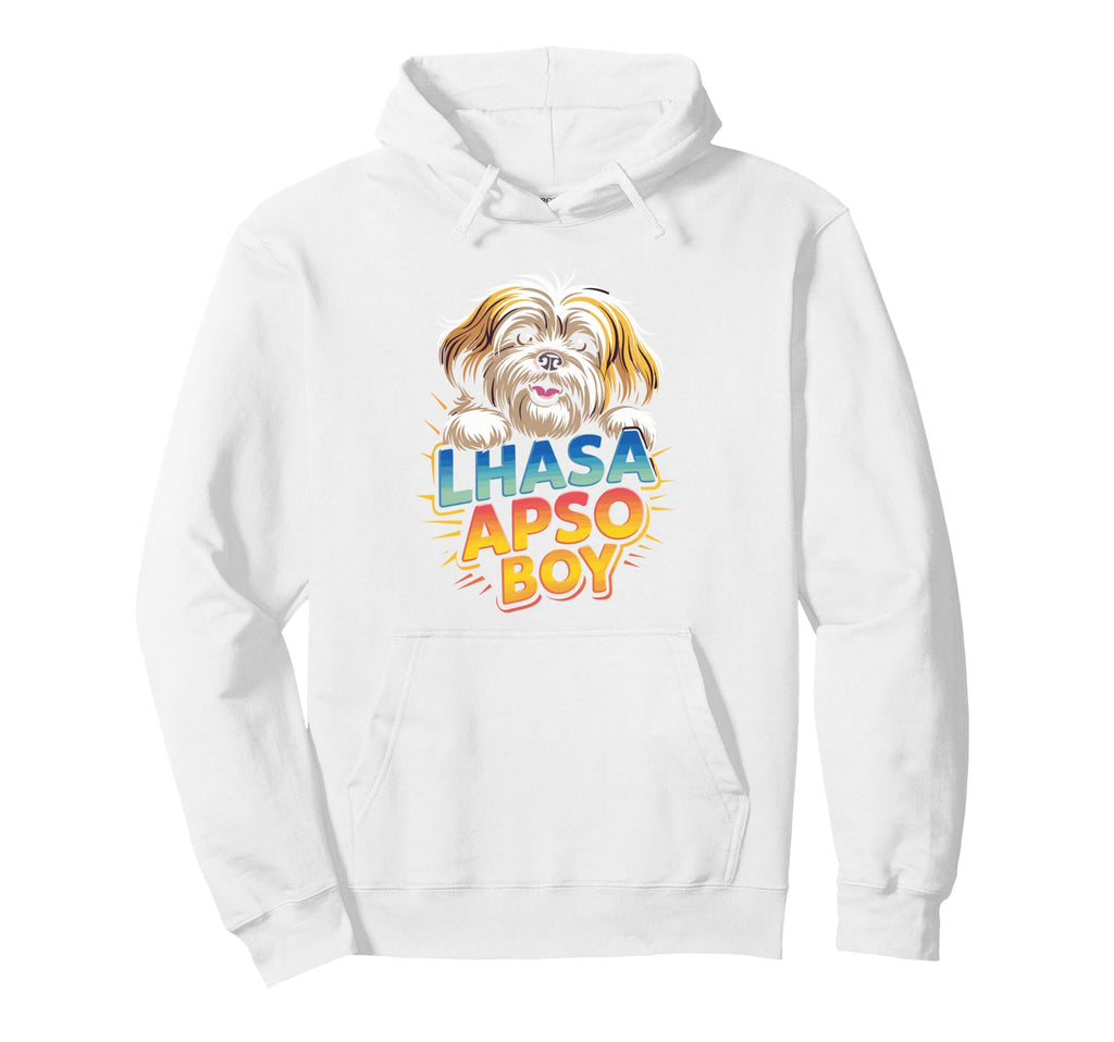 Mens Lhasa Apso Cartoon Pet Small Hoodie - Fun Novelty Design for Adults - T-Shirt, Sweatshirt, Hoodie