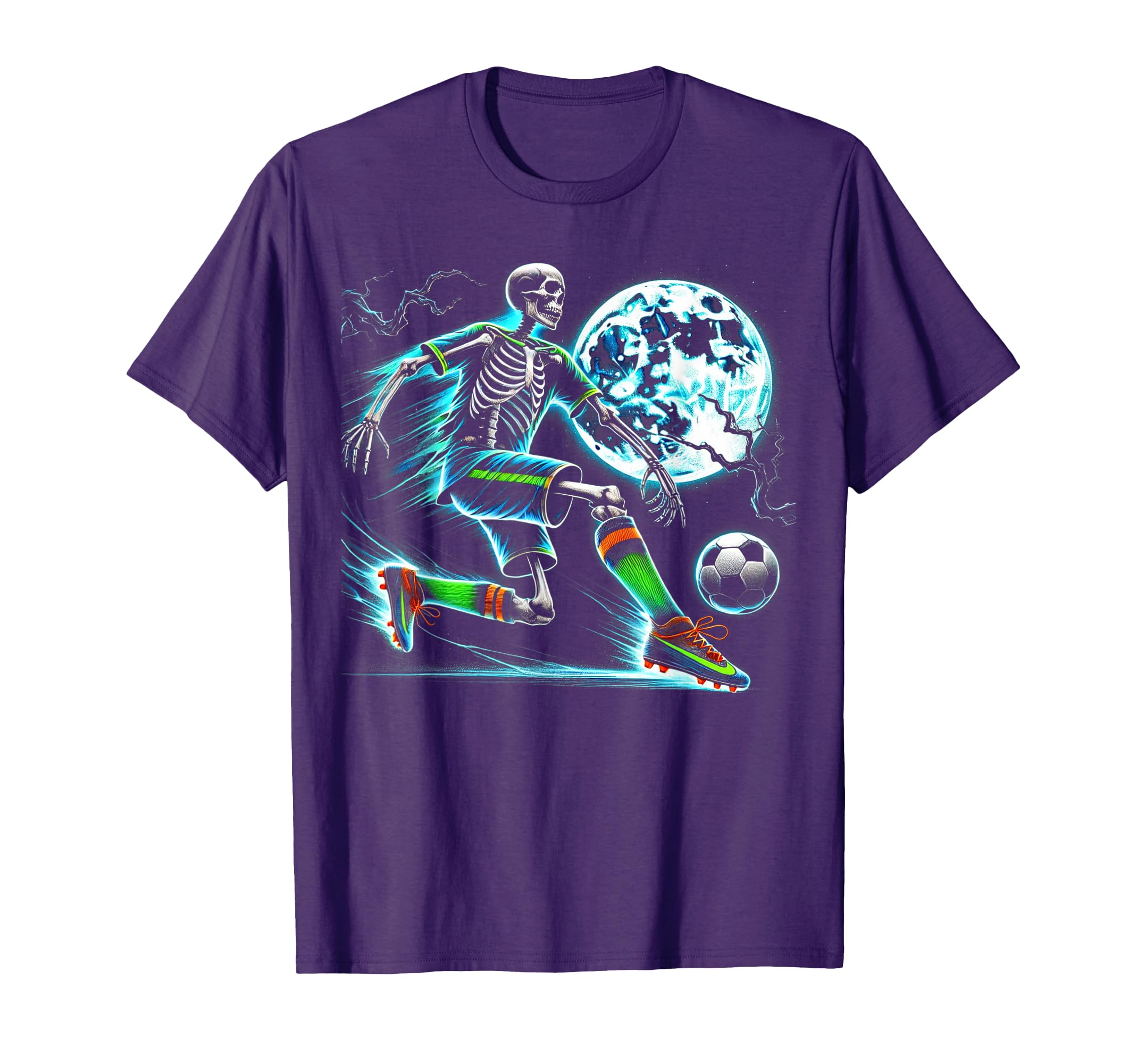 Soccer Skeleton Halloween Football T-Shirt - Custom Art Print Men Women - T-Shirt, Sweatshirt, Hoodie