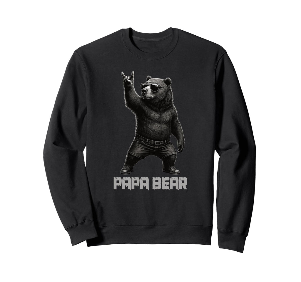 Papa Bear Grizzly Bear Rock Sweatshirt - Minimalist Print Men Women - T-Shirt, Sweatshirt, Hoodie