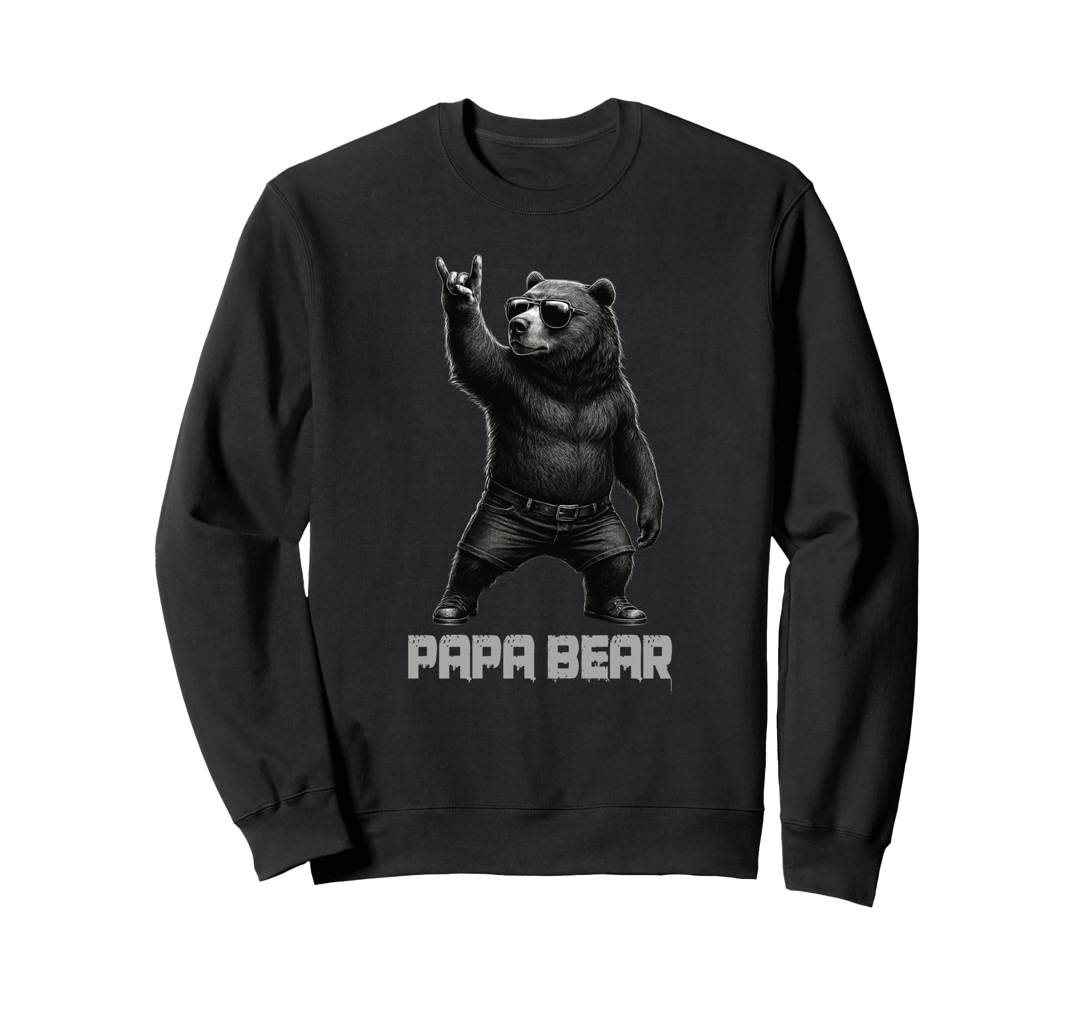 Papa Bear Grizzly Bear Rock Sweatshirt - Minimalist Print Men Women - T-Shirt, Sweatshirt, Hoodie