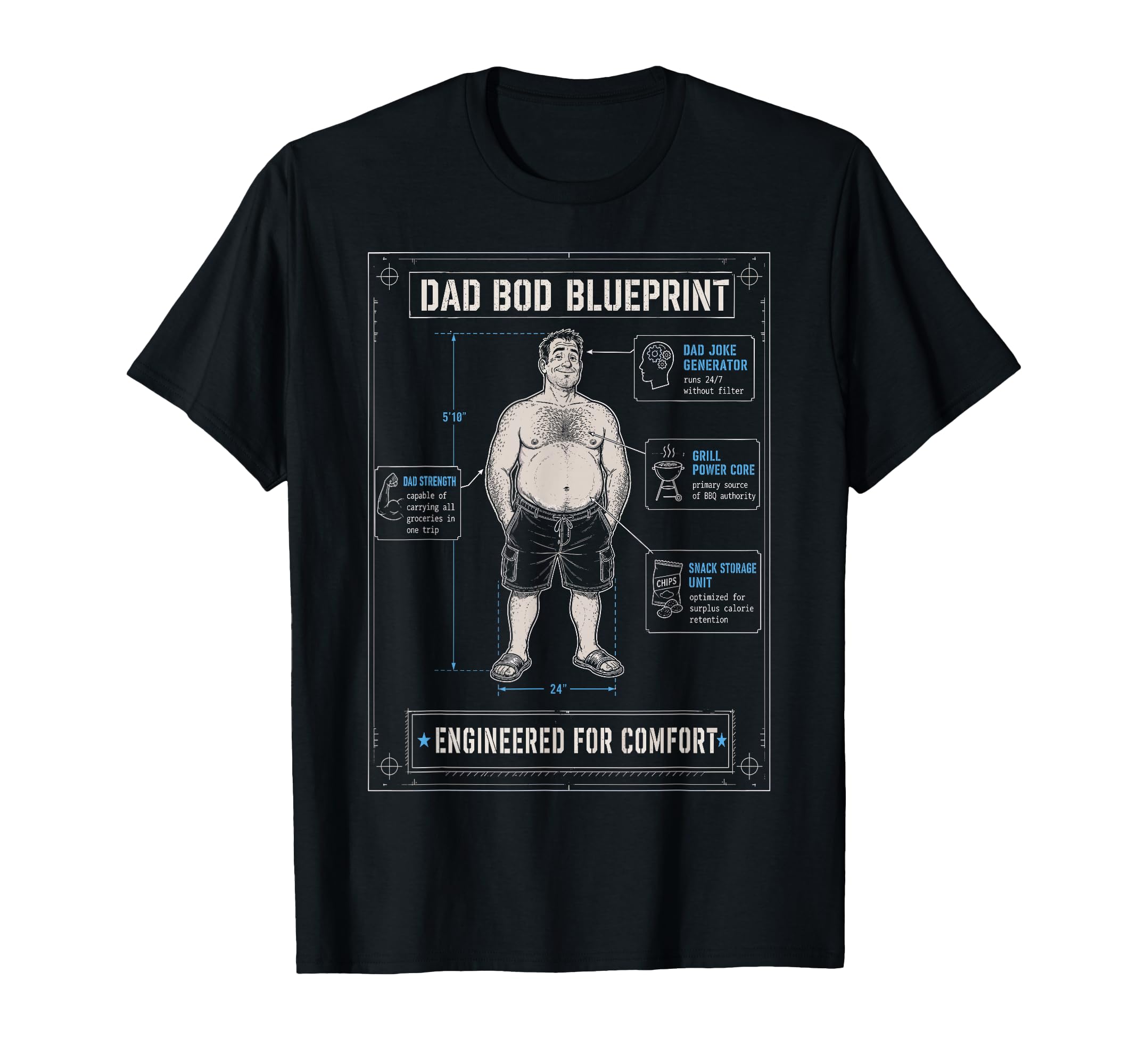 Dad Bod Blueprint Engineering Plan T-Shirt - Graphic Print for Adults - T-Shirt, Sweatshirt, Hoodie