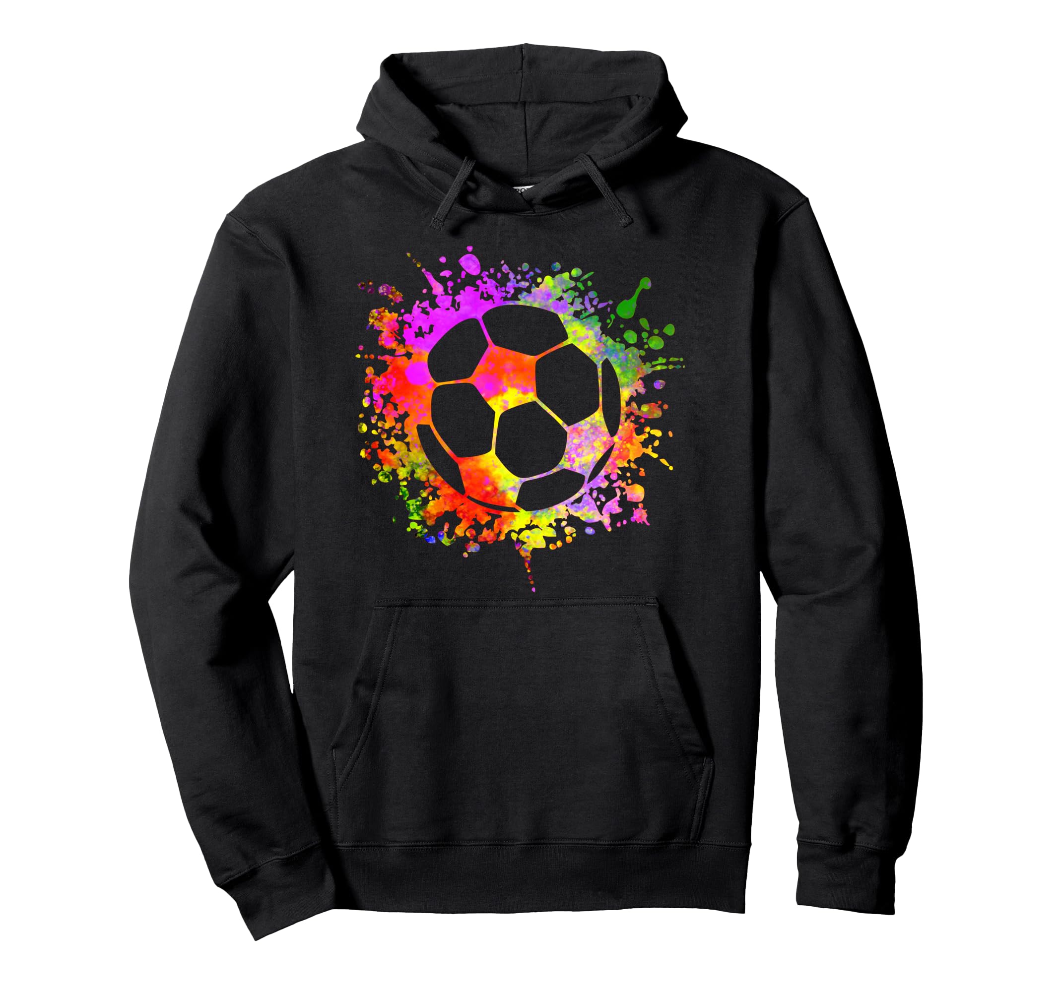 Soccer Ball Watercolor Paint Splashes Hoodie - Trendy Graphic Unisex - T-Shirt, Sweatshirt, Hoodie