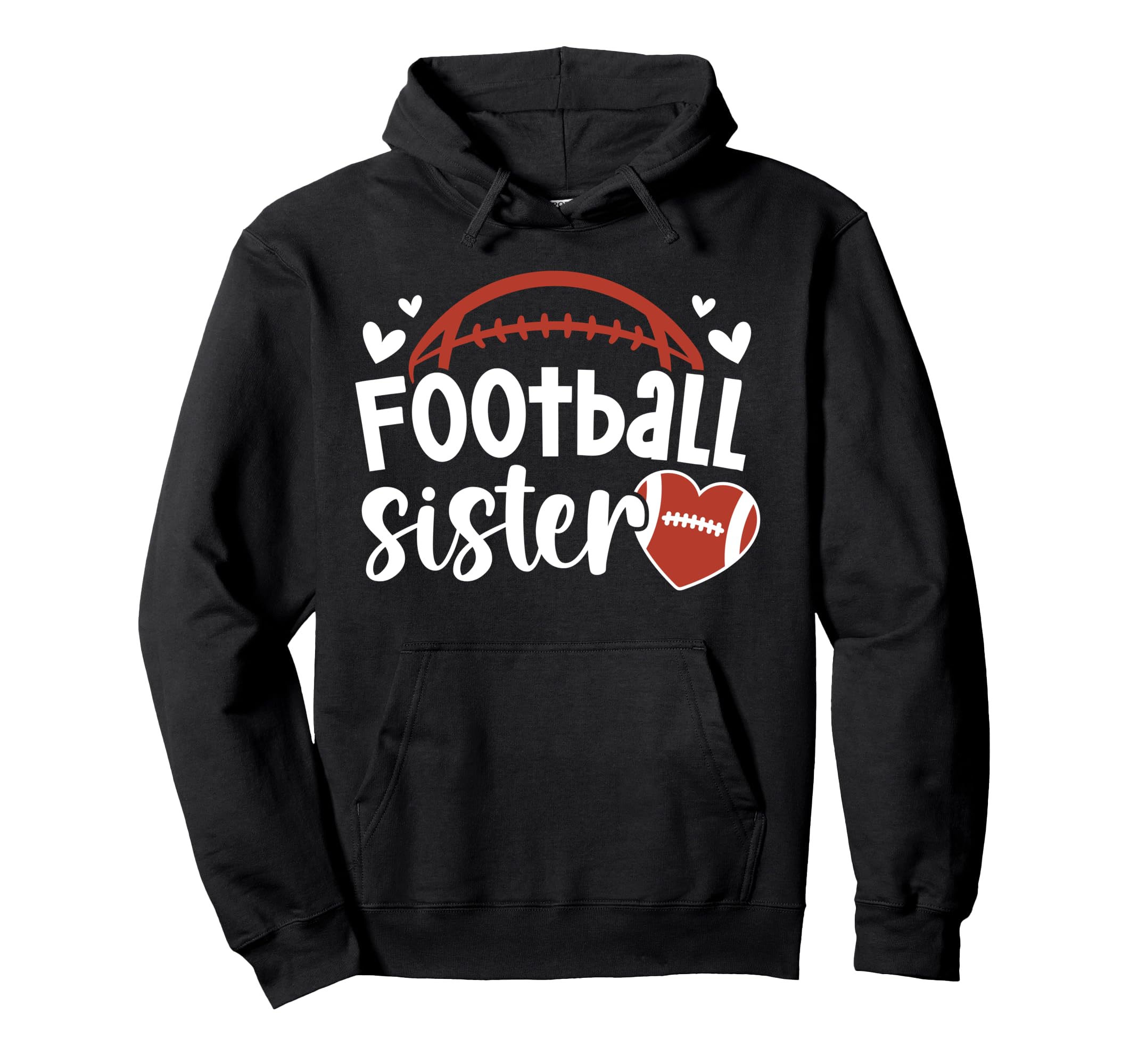 Football Sister Heart Football Players Hoodie - Graphic Print Men Women - T-Shirt, Sweatshirt, Hoodie