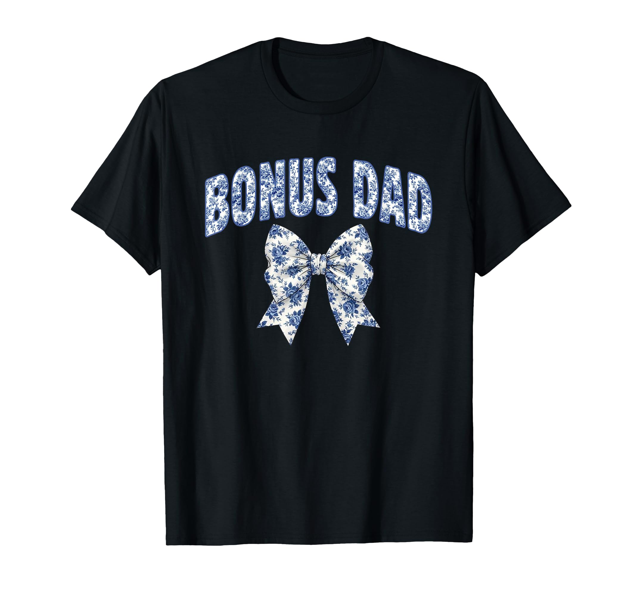 Bonus Dad Coquette Toile Blue Bow T-Shirt - Aesthetic Graphic for Adults - T-Shirt, Sweatshirt, Hoodie