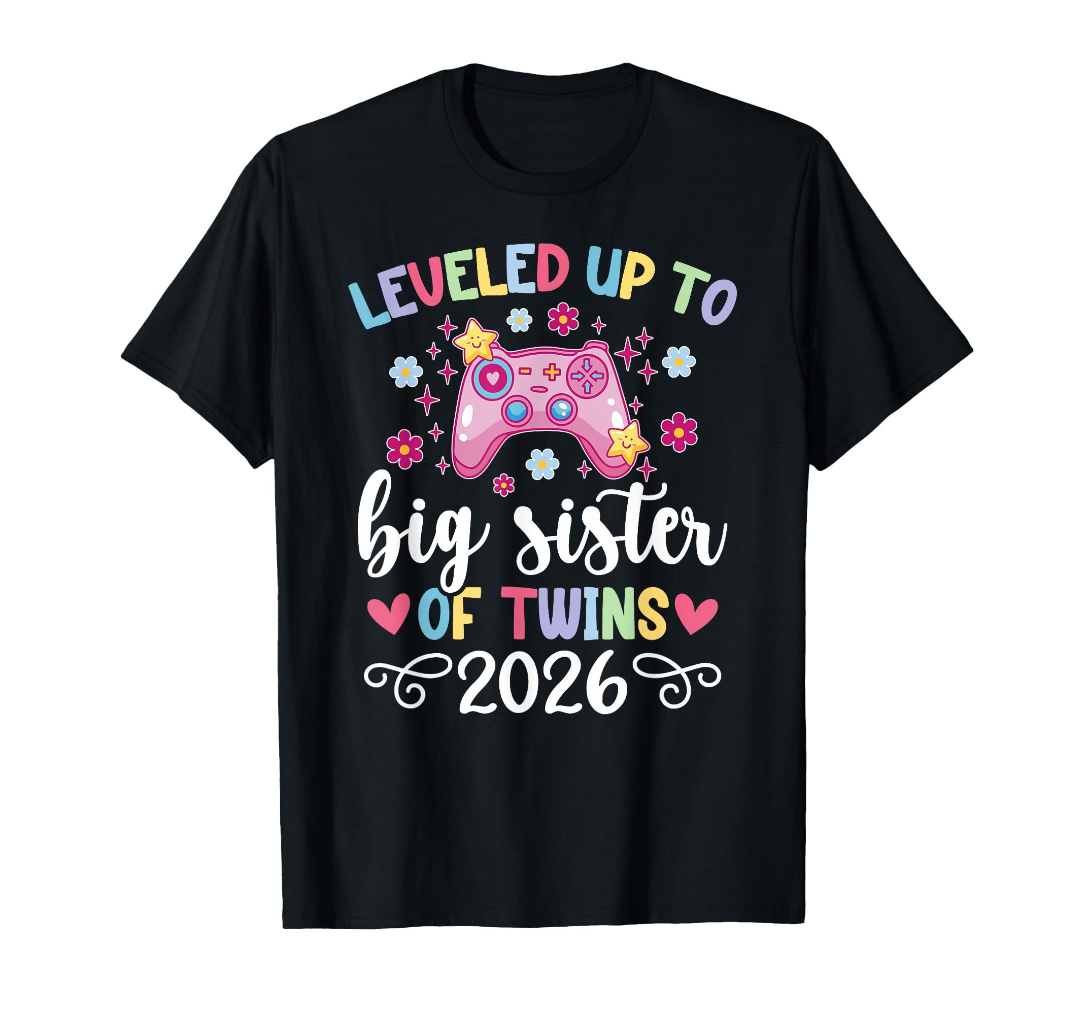 Leveled Up Promoted To Big Sister Twins T-Shirt - Unique Graphic Unisex - T-Shirt, Sweatshirt, Hoodie