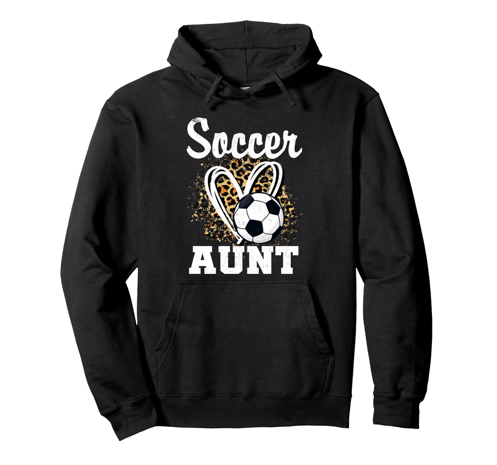 Soccer Aunt Leopard Heart Matching Hoodie - Streetwear Style for Adults - T-Shirt, Sweatshirt, Hoodie