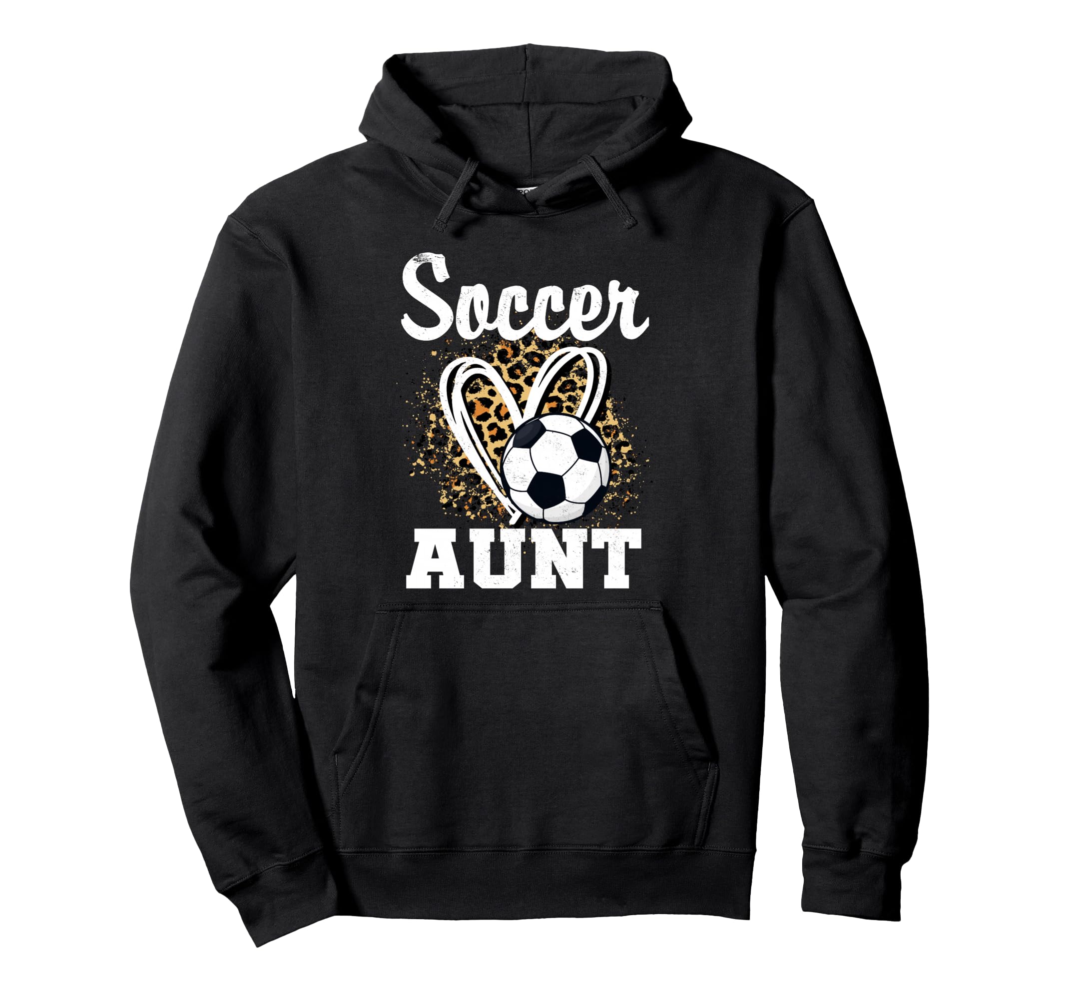 Soccer Aunt Leopard Heart Matching Hoodie - Streetwear Style for Adults - T-Shirt, Sweatshirt, Hoodie