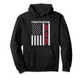 Firefighter Gift Dad American Flag Hoodie - Casual Everyday Wear Men Women - T-Shirt, Sweatshirt, Hoodie