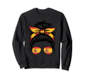 Spanish Flag Messy Bun Sunglasses Sweatshirt - Streetwear Style for Adults - T-Shirt, Sweatshirt, Hoodie