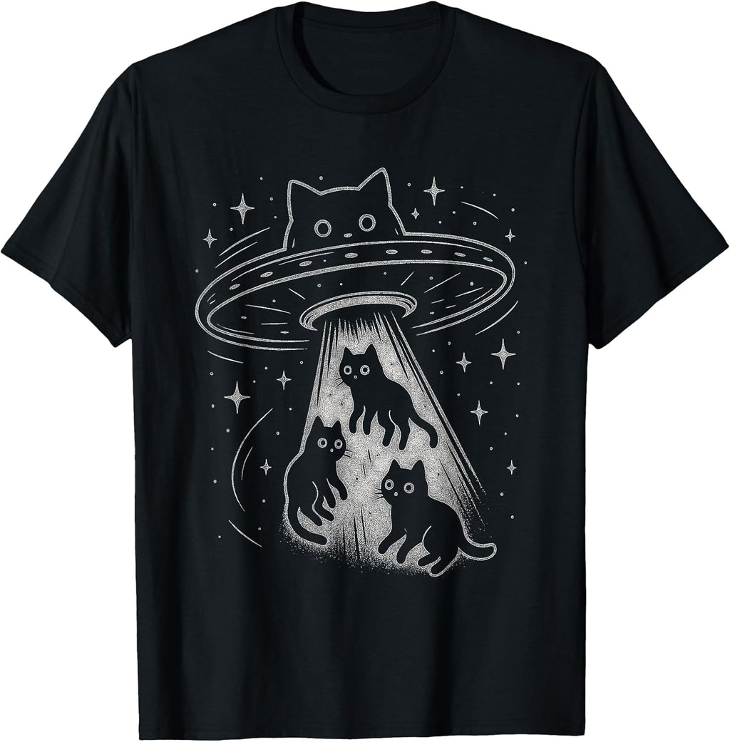 Funny Cat UFO Cute Kitty Space Spaceship Alien - Adult & Kids T-Shirts, Sweatshirts & Hoodies apparel design preview 1