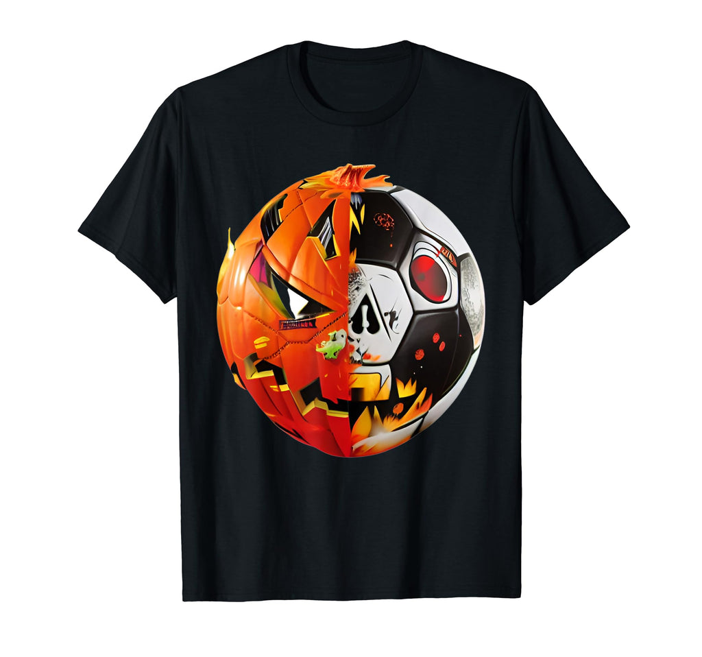 Soccer Ball Pumpkin Skull Halloween T-Shirt - Novelty Apparel Unisex - T-Shirt, Sweatshirt, Hoodie