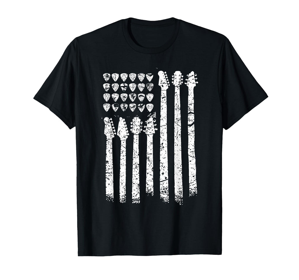 Patriotic American Flag Guitar T-Shirt - Fun Novelty Design Men Women - T-Shirt, Sweatshirt, Hoodie