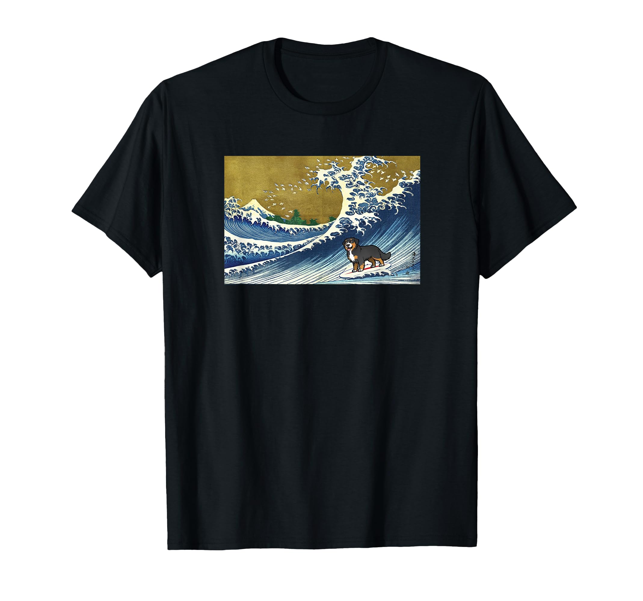 Surfing Wave Bernese Mountain Dog T-Shirt - Minimalist Print Men Women - T-Shirt, Sweatshirt, Hoodie