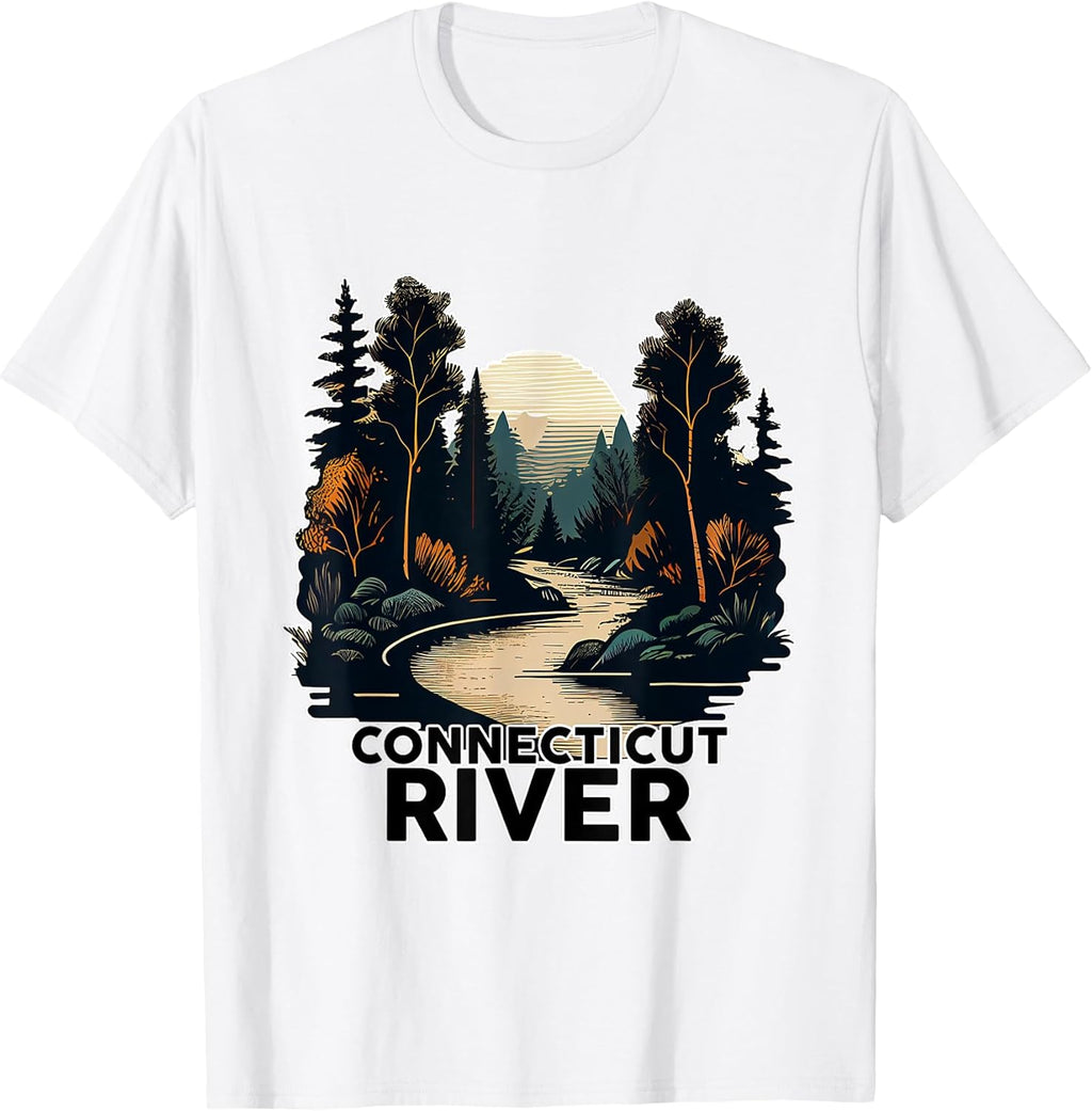 Connecticut River Retro Minimalist - Adult & Kids T-Shirts, Sweatshirts & Hoodies apparel design preview 1