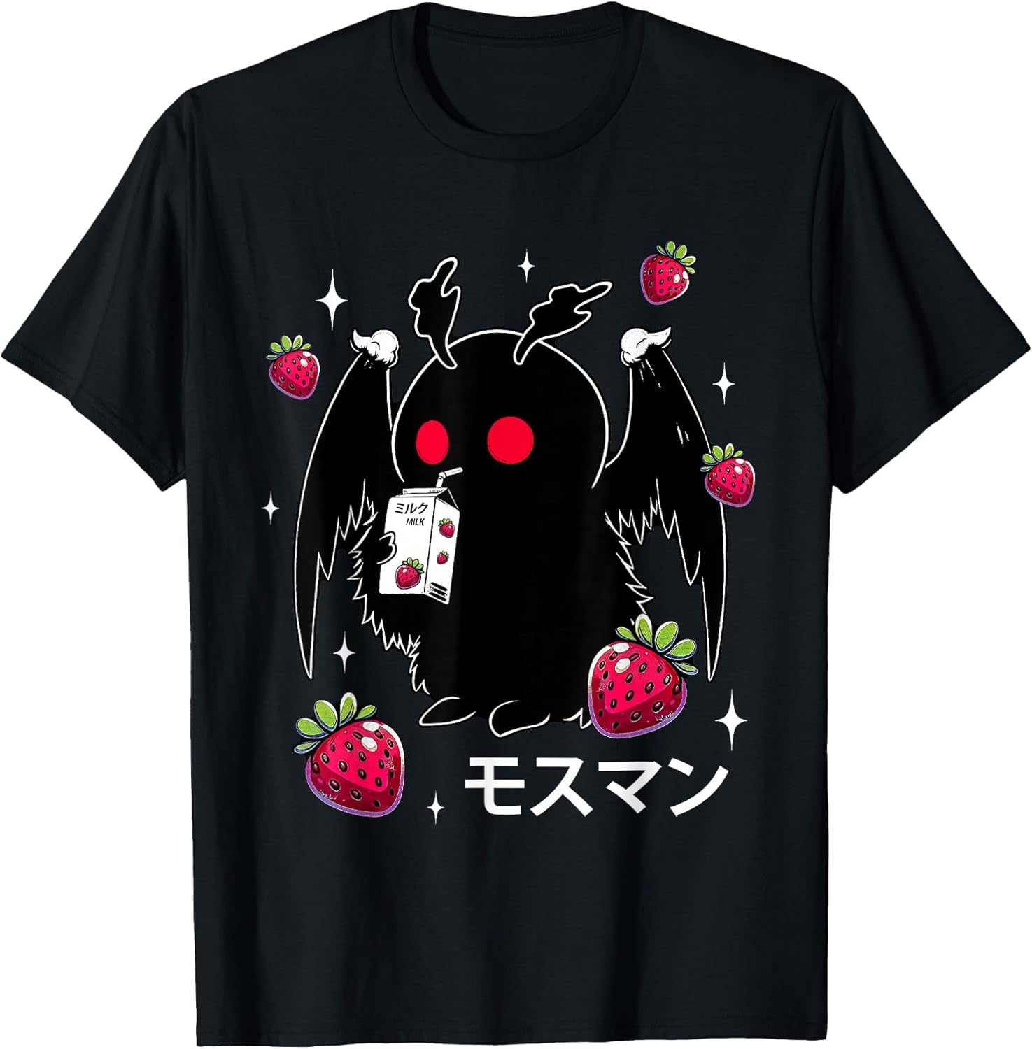 Mothman Kawaii Strawberry Milk Shake Cryptid - Adult & Kids T-Shirts, Sweatshirts & Hoodies apparel design preview 1