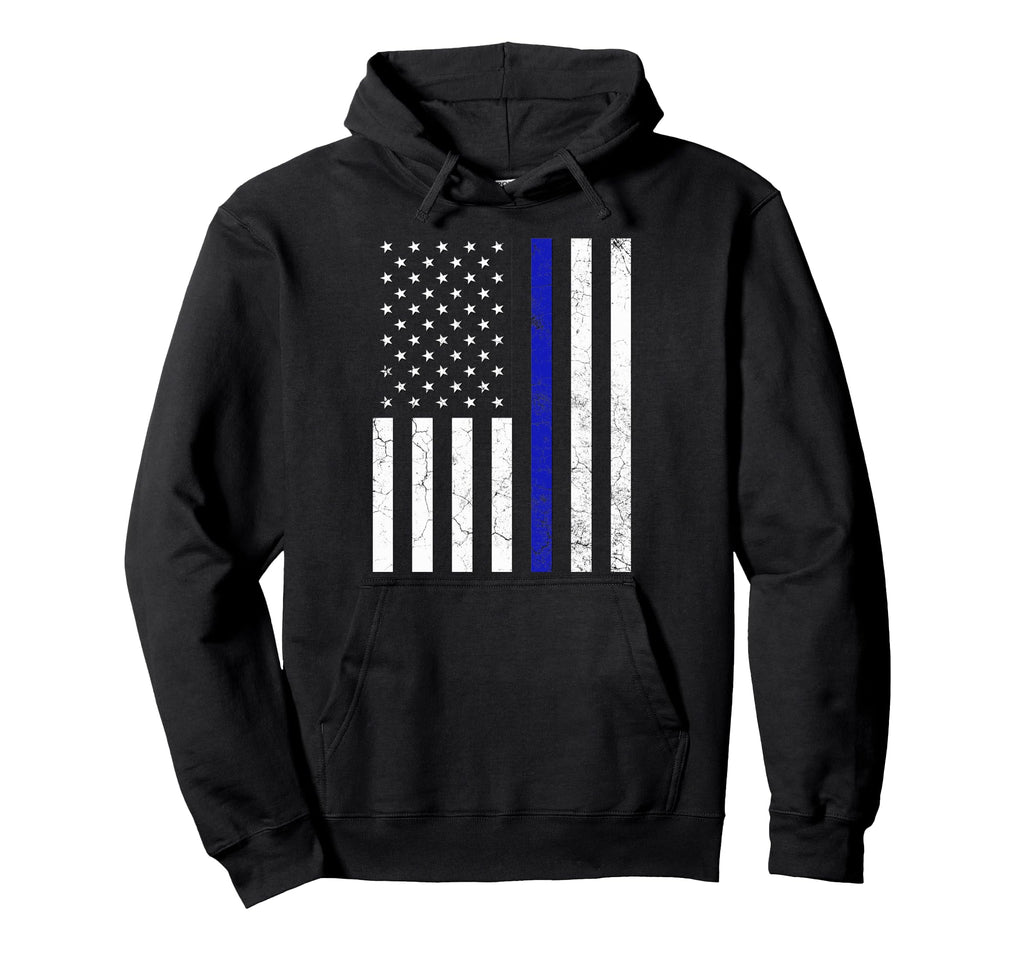 Thin Blue Line Police Flag American Hoodie - Novelty Apparel Unisex - T-Shirt, Sweatshirt, Hoodie